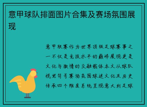 意甲球队排面图片合集及赛场氛围展现